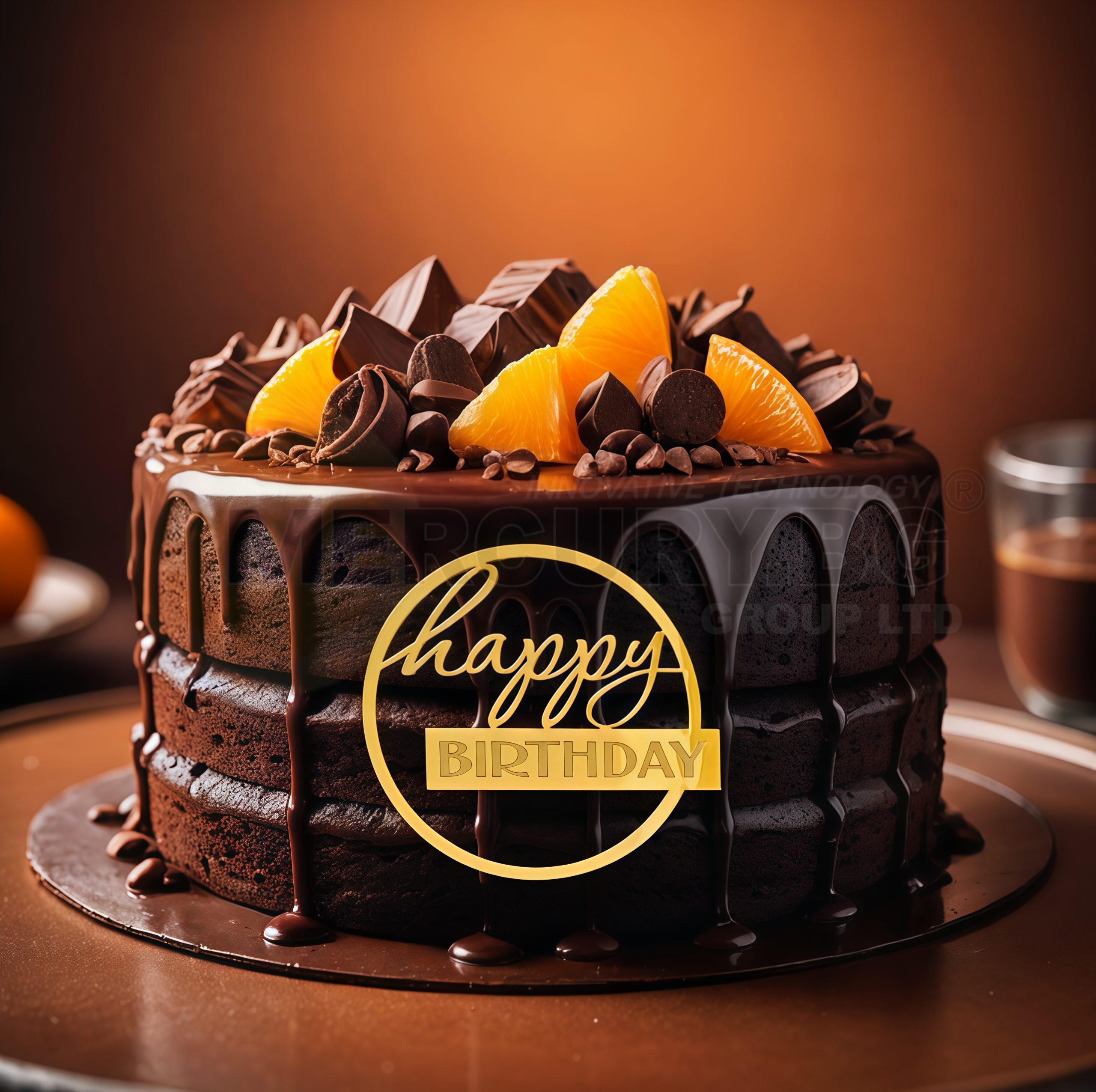 надпис happy birthday за рожден ден направен от акрилно огледало на торта