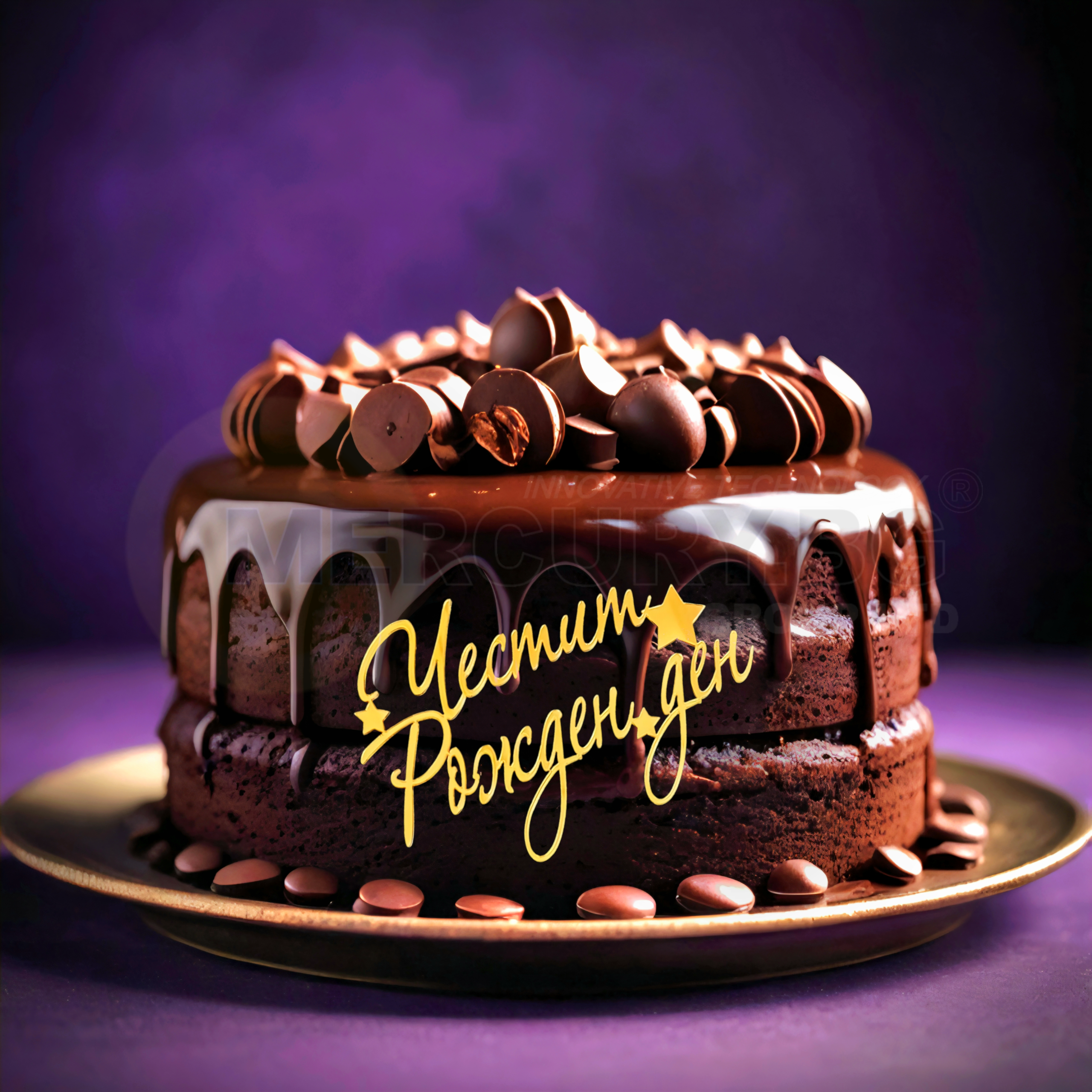 надпис честит рожден ден направен от акрилно огледало на торта